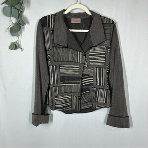 Deborah Cross | Handmade Designer Art To Wear Blazer Jacket Striped Black Small